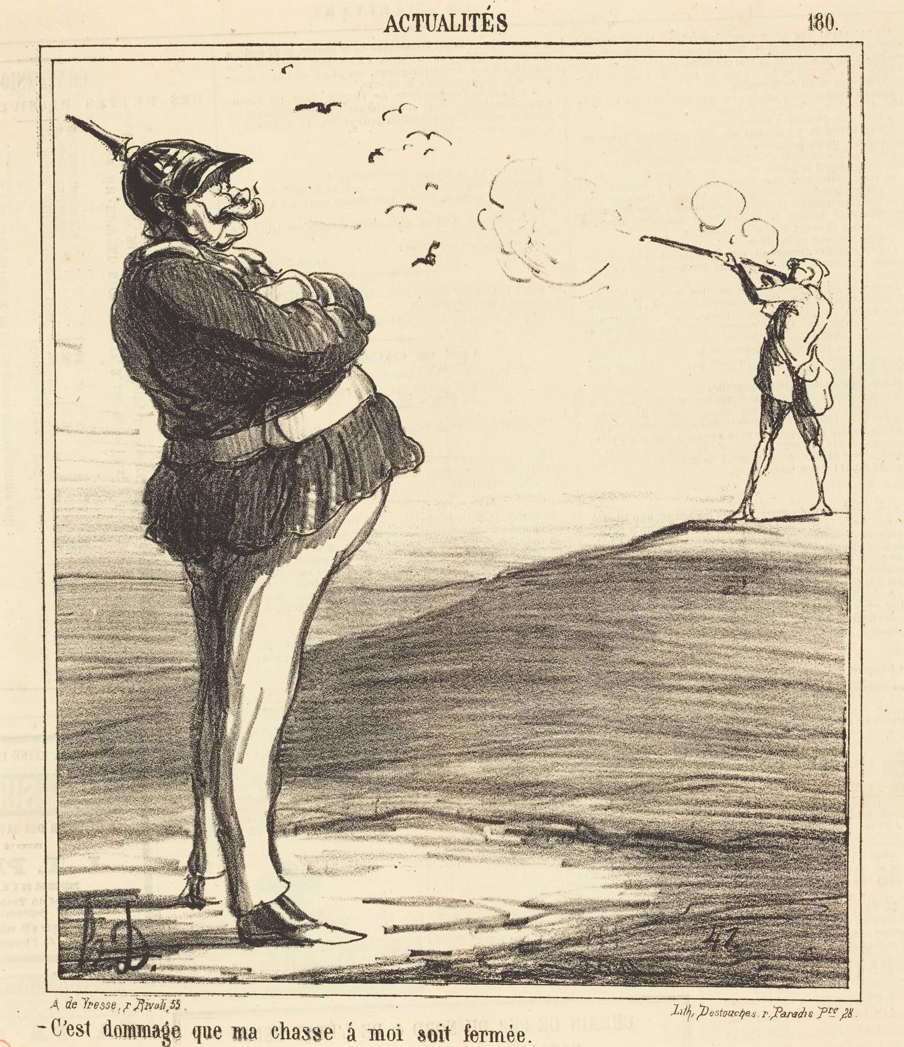 C'est dommage que ma chasse a moi soit fermée, by Honoré Daumier, ink, 1867
