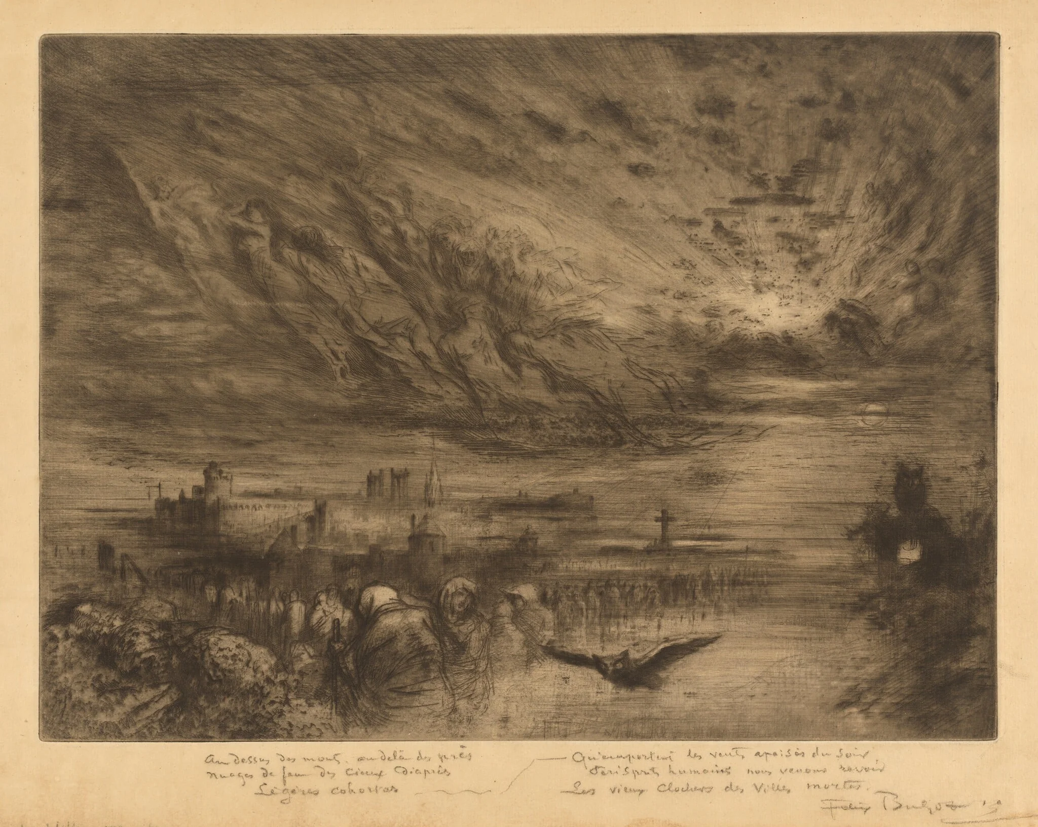 Les Esprits des Villes Mortes (Spirits from the Cities of the Dead), by Félix-Hilaire Buhot, ink, 1885