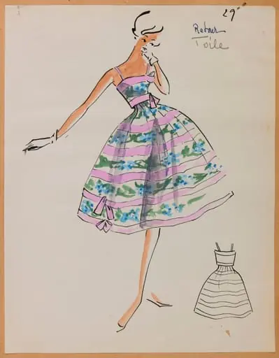 Robe à fines bretelles à alternance de bandes rose et de motif floral