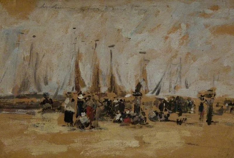 Beach Scene, possibly Harfleur, by Eugène Boudin, unspecified, 1896