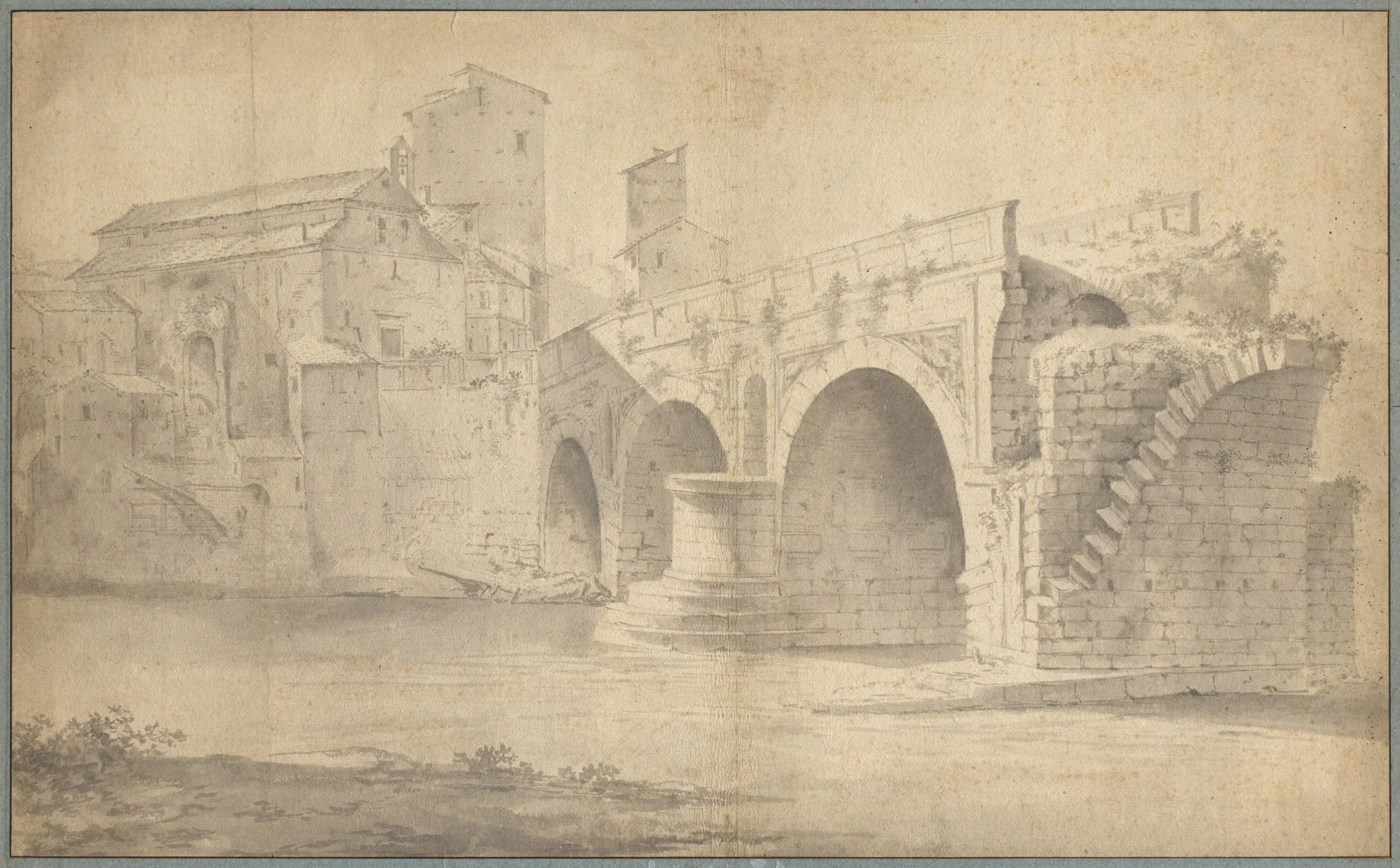 View of the Ponte Rotto, Rome, by Jan Asselijn, 1642
