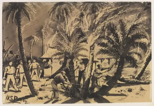 The Heavies Camp on fire at Hafir April 1885