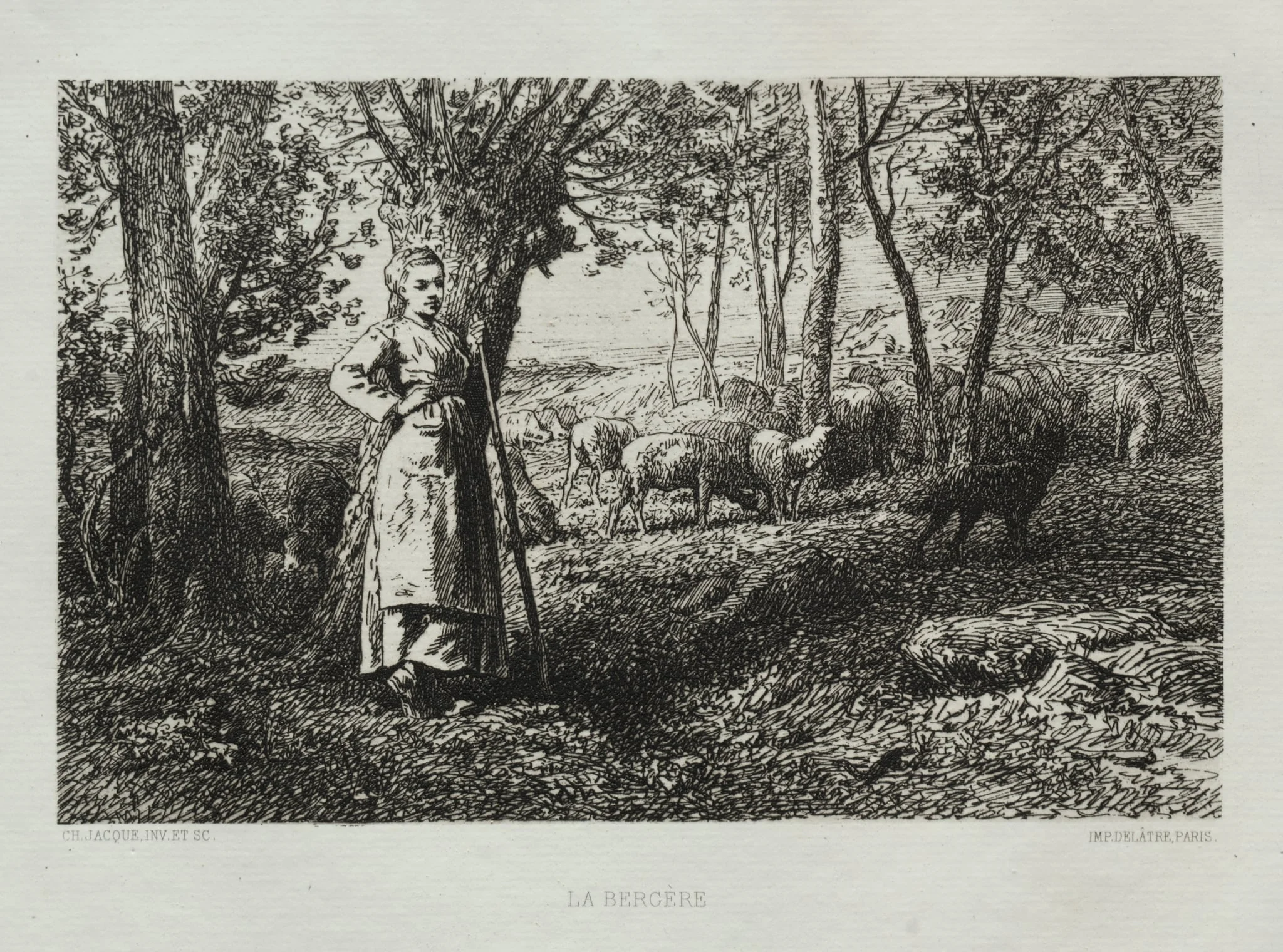 The Shepherdess, by Charles Jacque, 1868