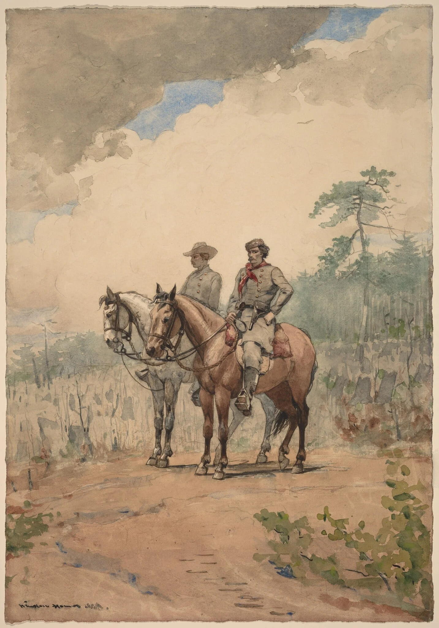 Two Scouts, by Winslow Homer, graphite, 1887
