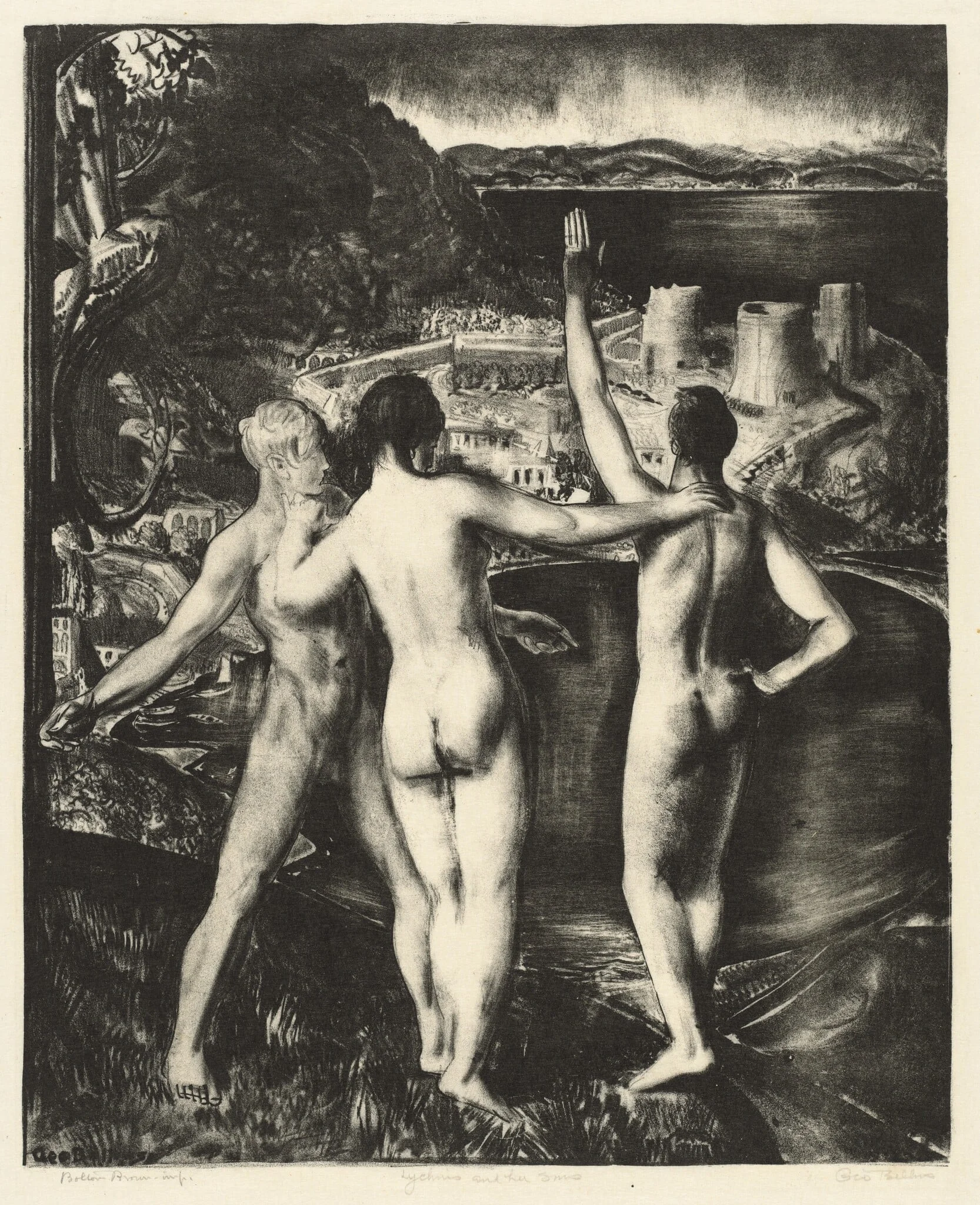 Lychnis and Her Sons, by George Bellows, ink, 1923