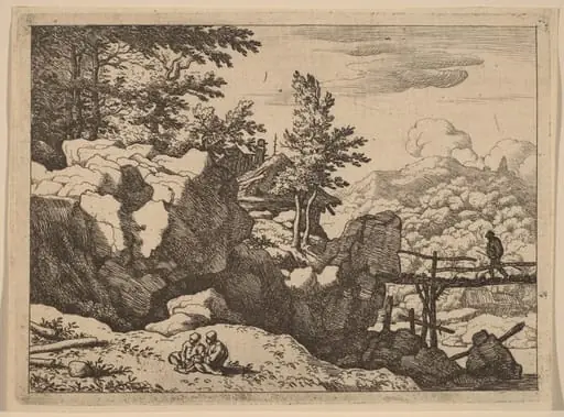 Man on a Small Wooden Bridge