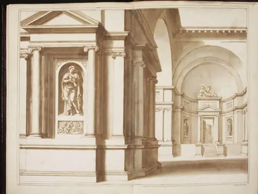 Interior of a Palazzo with Classical Sculptures in Niches and above a Door