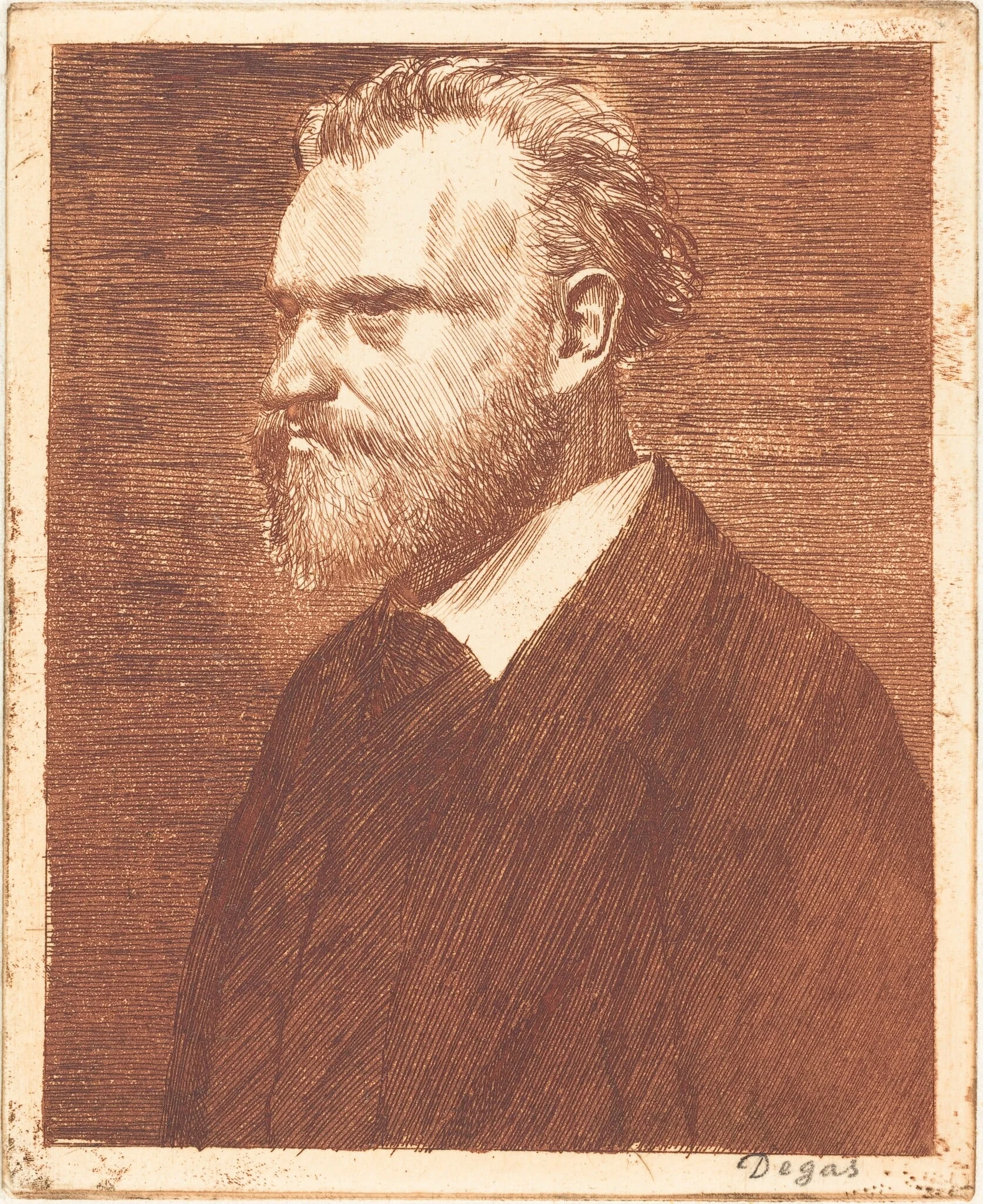 Edouard Manet, Bust-Length Portrait  (Manet en buste), by Edgar Degas, ink, 1864