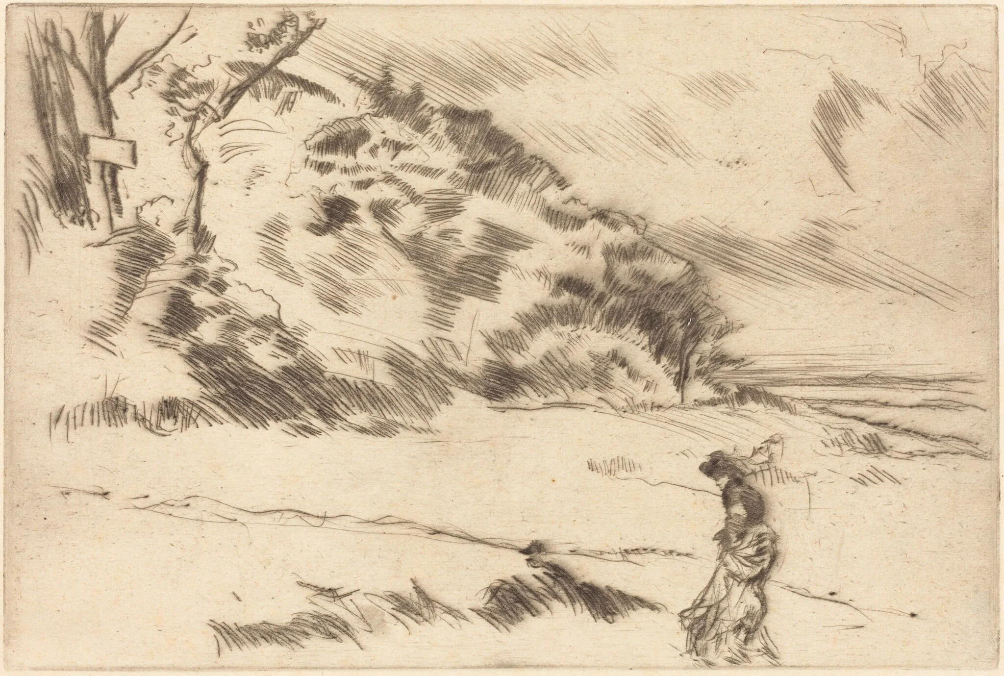 Speke Shore, by James McNeill Whistler, ink, 1875