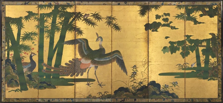 Peacocks and Bamboo, by Tosa Mitsuyoshi, unspecified, 1504