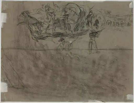 Skirmish Involving a Wagon Train [verso]