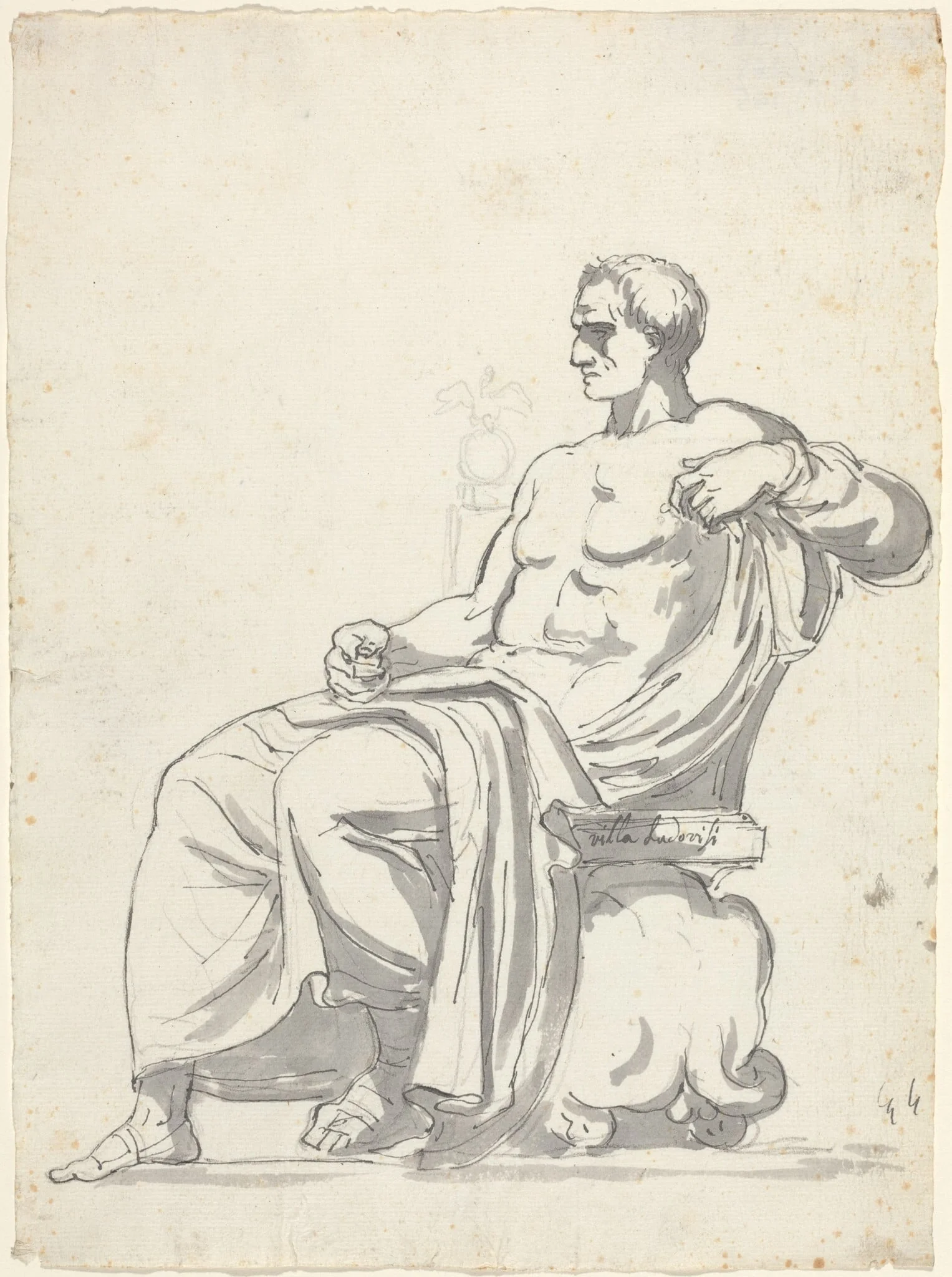 The Ludovisi Menander, by Augustin Pajou, ink, 1754