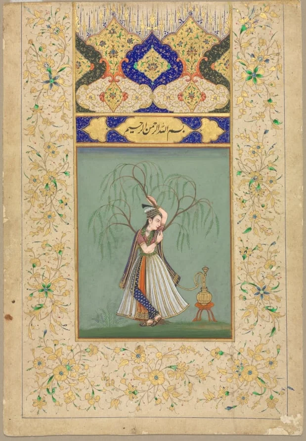 Princess Smoking a Hookah (as Salabhanjika), by Unknown, unspecified, 1704