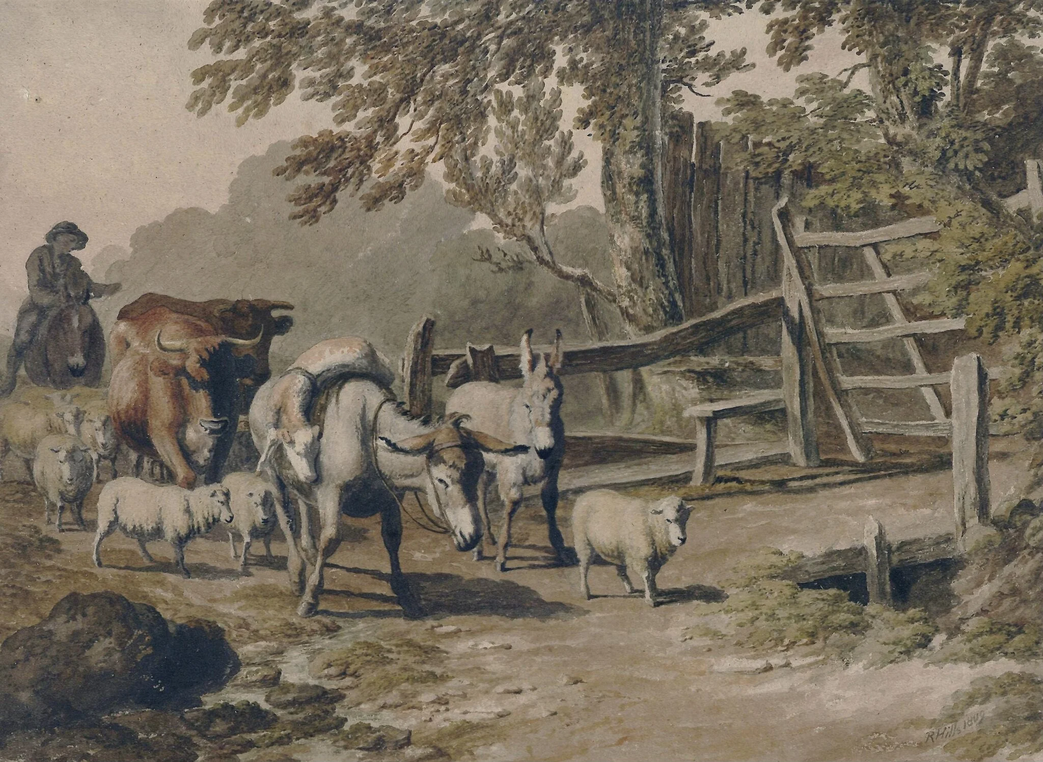 Landscape with drover and cattle