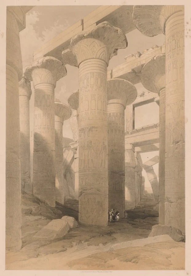 Egypt and Nubia:  Volume II - No. 14, Karnak, by Louis Haghe, 1838