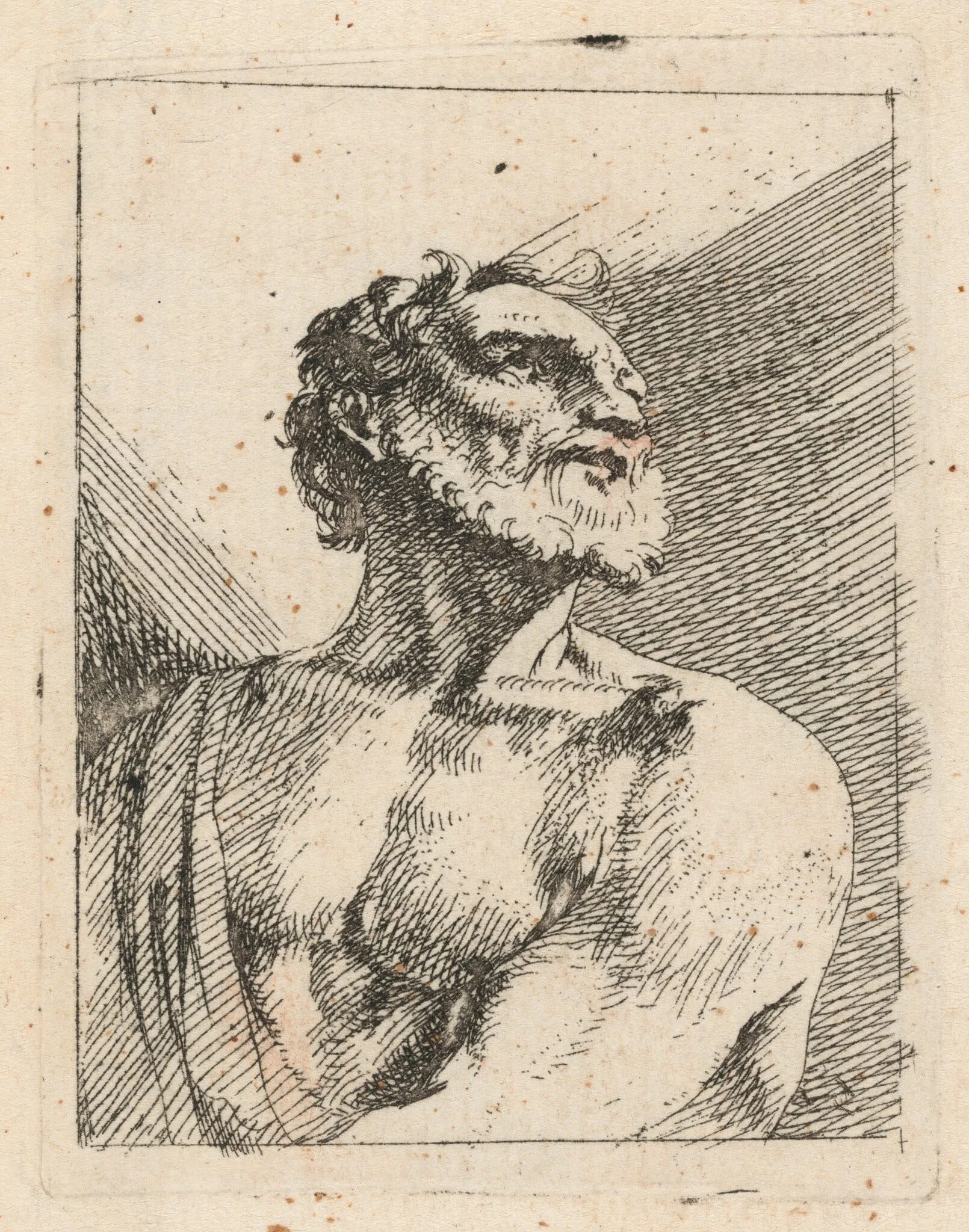 Bust of a Bearded Man, by Johann Heinrich Schönfeld, ink, 1626
