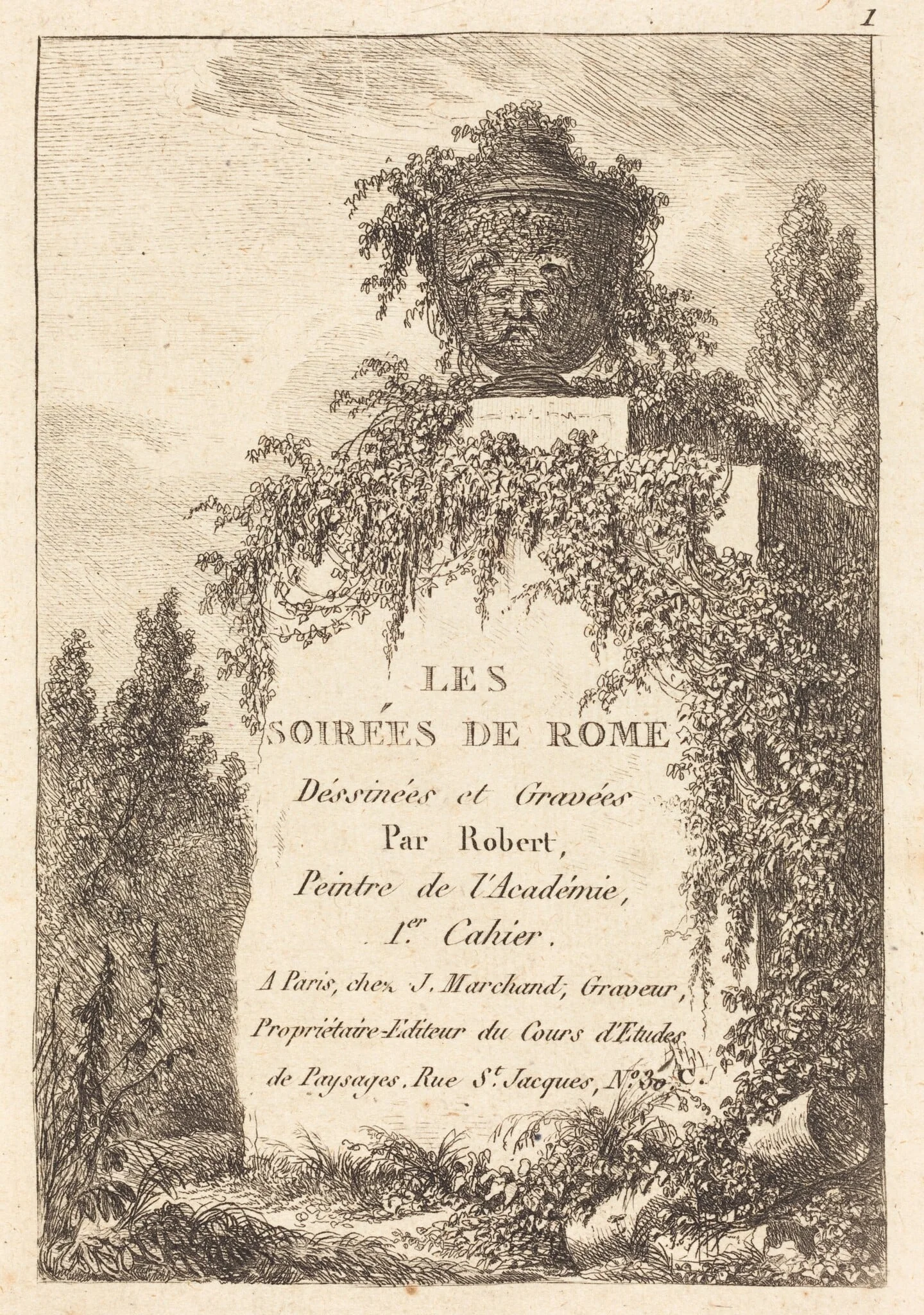 Title Page, by Hubert Robert, ink, 1770