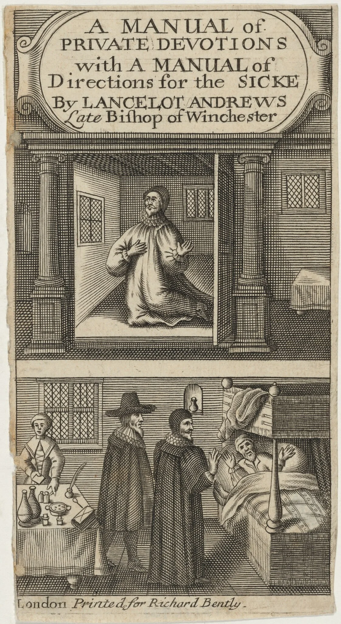 Title Page to a Manual of Private Devotions by Lancelot Andrewes, by Unknown 19th Century, ink, 1850