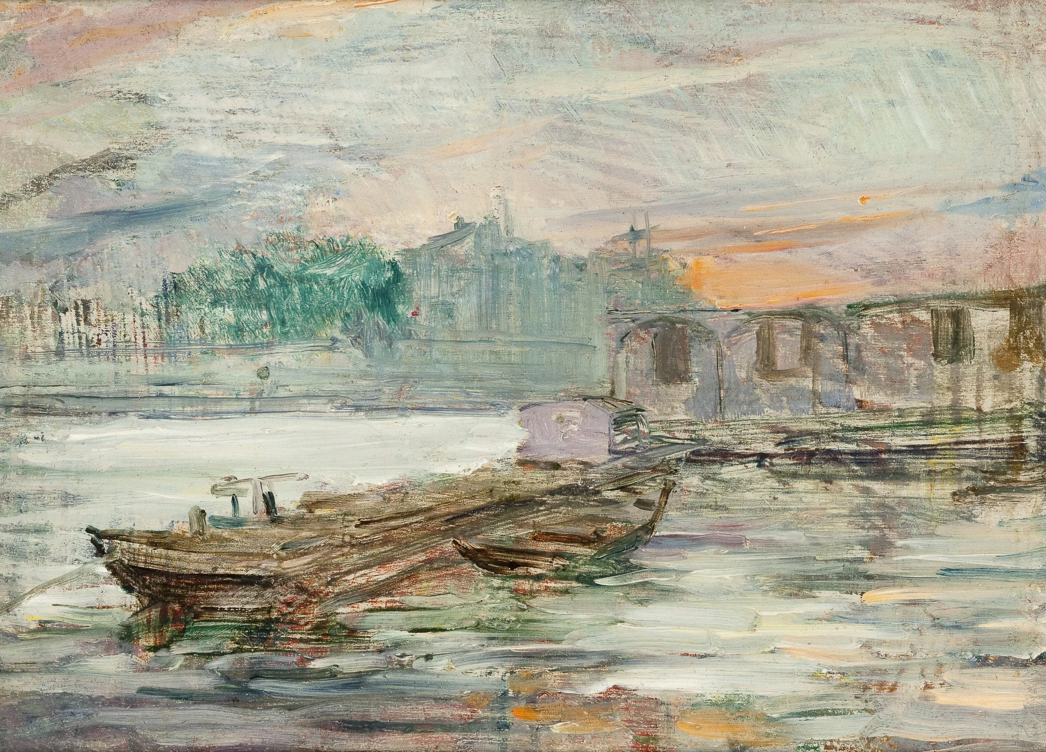 Barges on the Seine, by Stanisław Wyspiański, oil, 1897