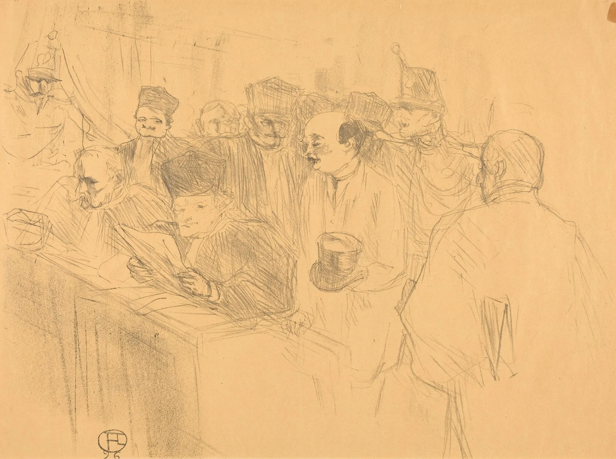 Soudais Deposition (Déposition Soudais), by Henri de Toulouse-Lautrec, ink, 1896