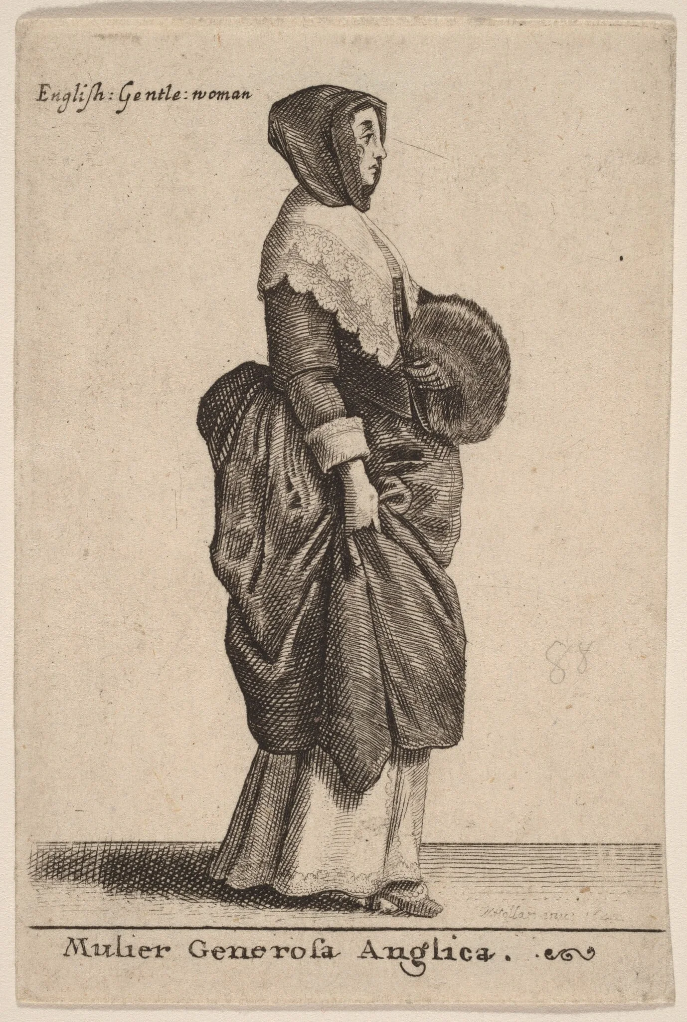 Mulier Generosa Anglica, by Wenceslaus Hollar, ink, 1642