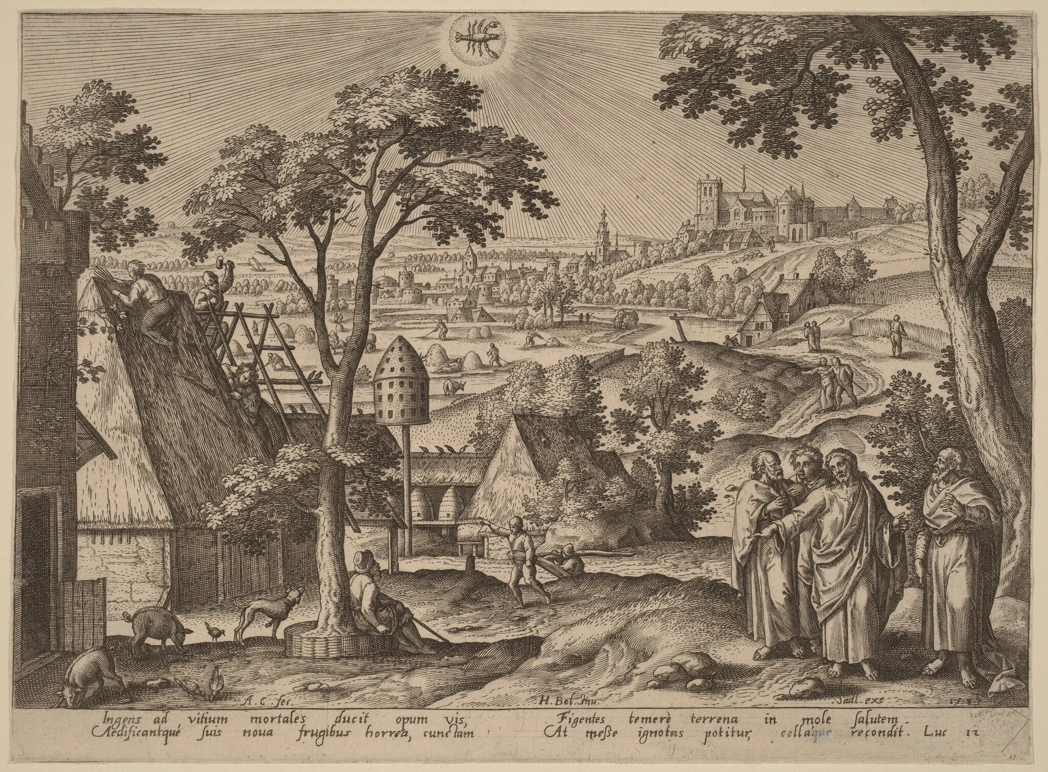 The Parable of the Rich Fool, by Adriaen Collaert, ink, 1585