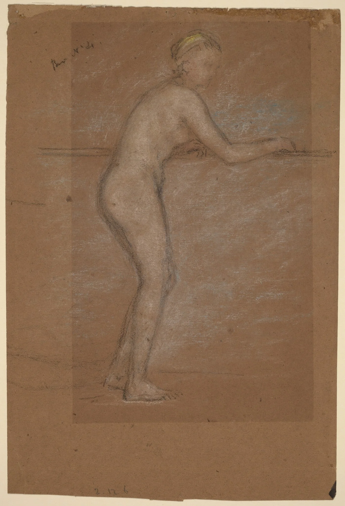 Nude Leaning on a Rail [recto], by James McNeill Whistler, pastel, 1872