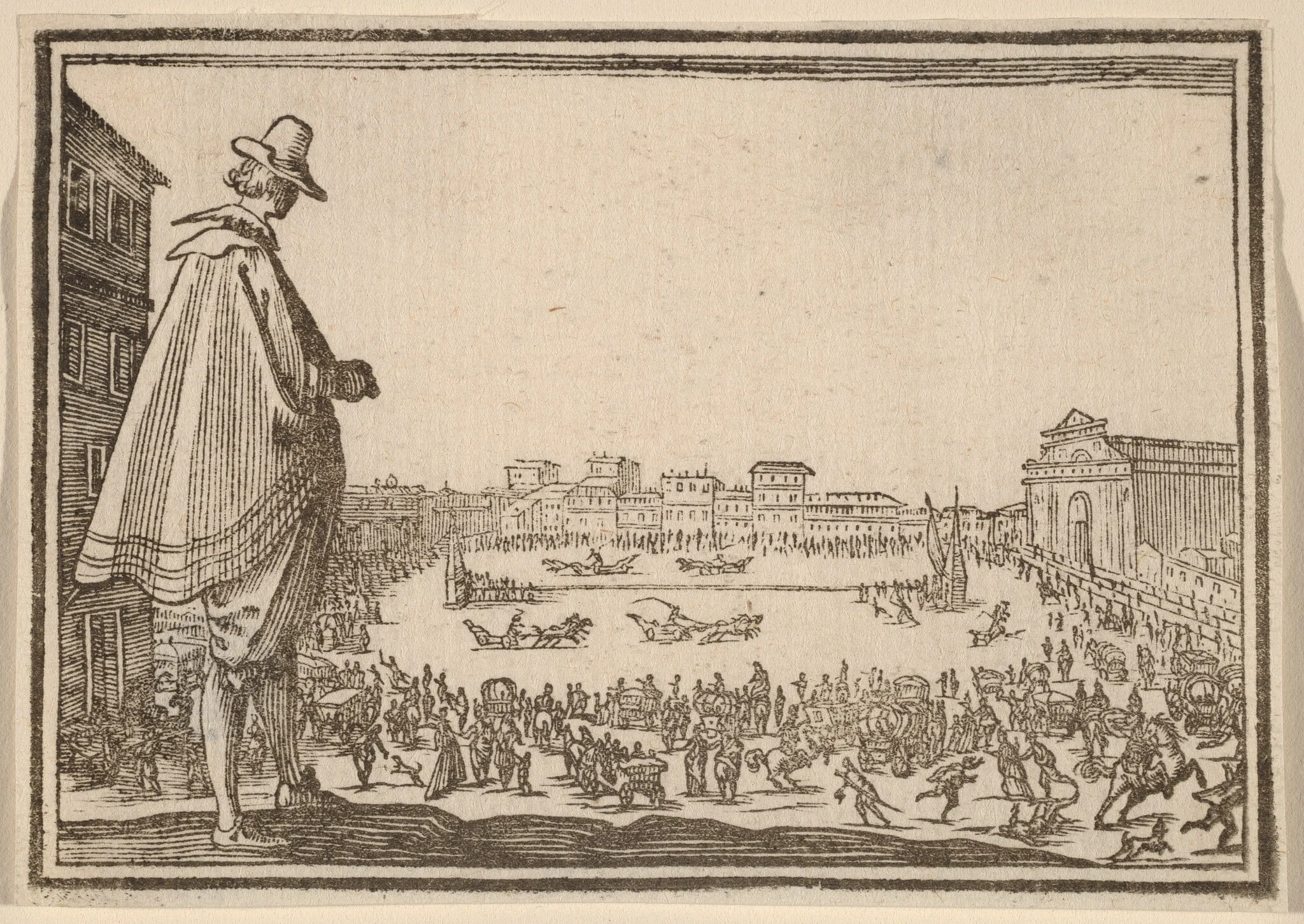 Piazza Santa Maria Novella, Florence, by Edouard Eckman, ink, 1621