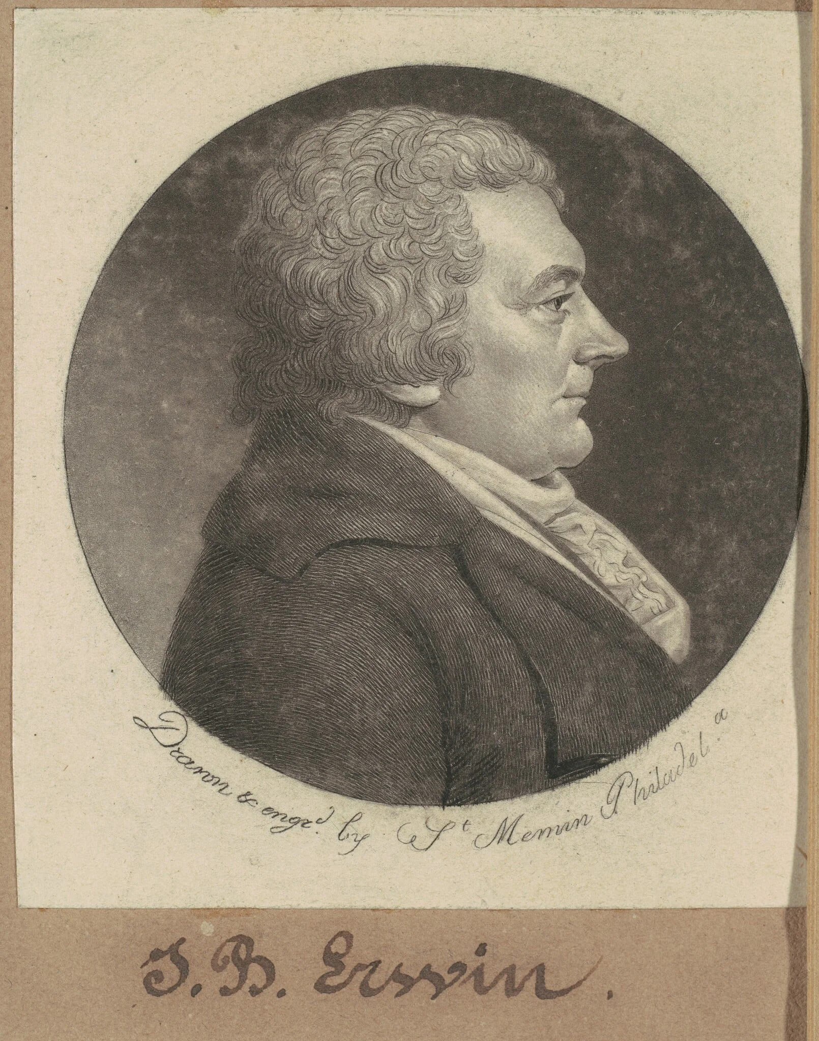 Joseph Erwin, by Charles Balthazar Julien Févret de Saint-Mémin, ink, 1798