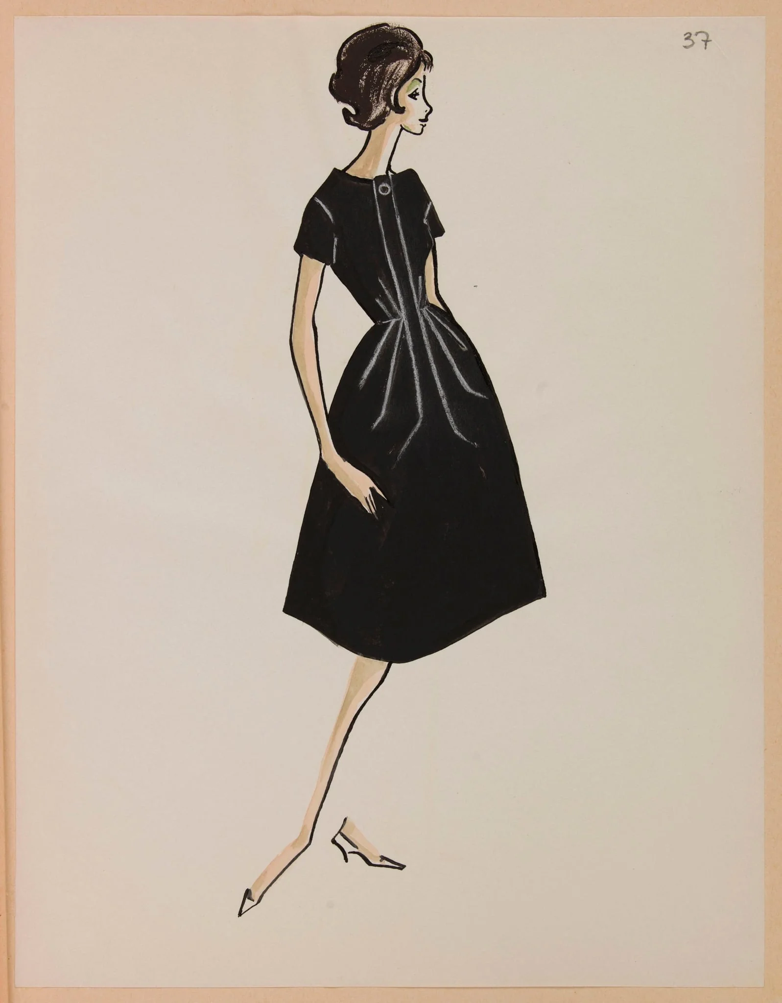 Robe noire cintrée, by Carven, 1959