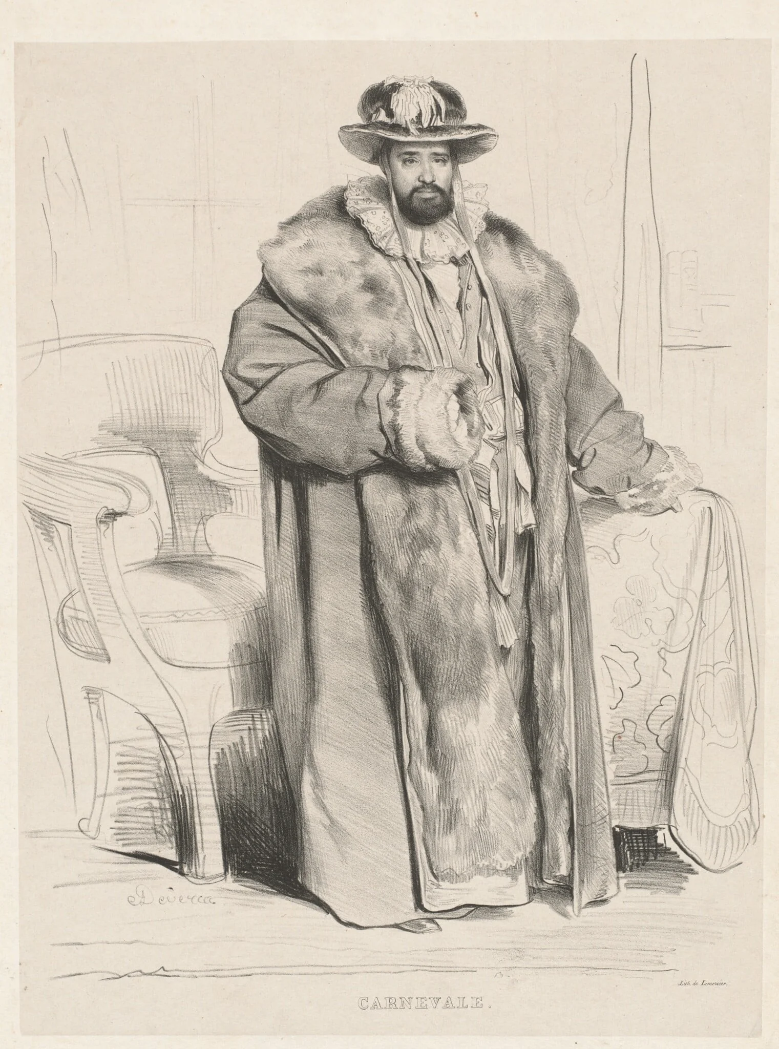 Carnevale, by Achille Devéria, ink, 1830