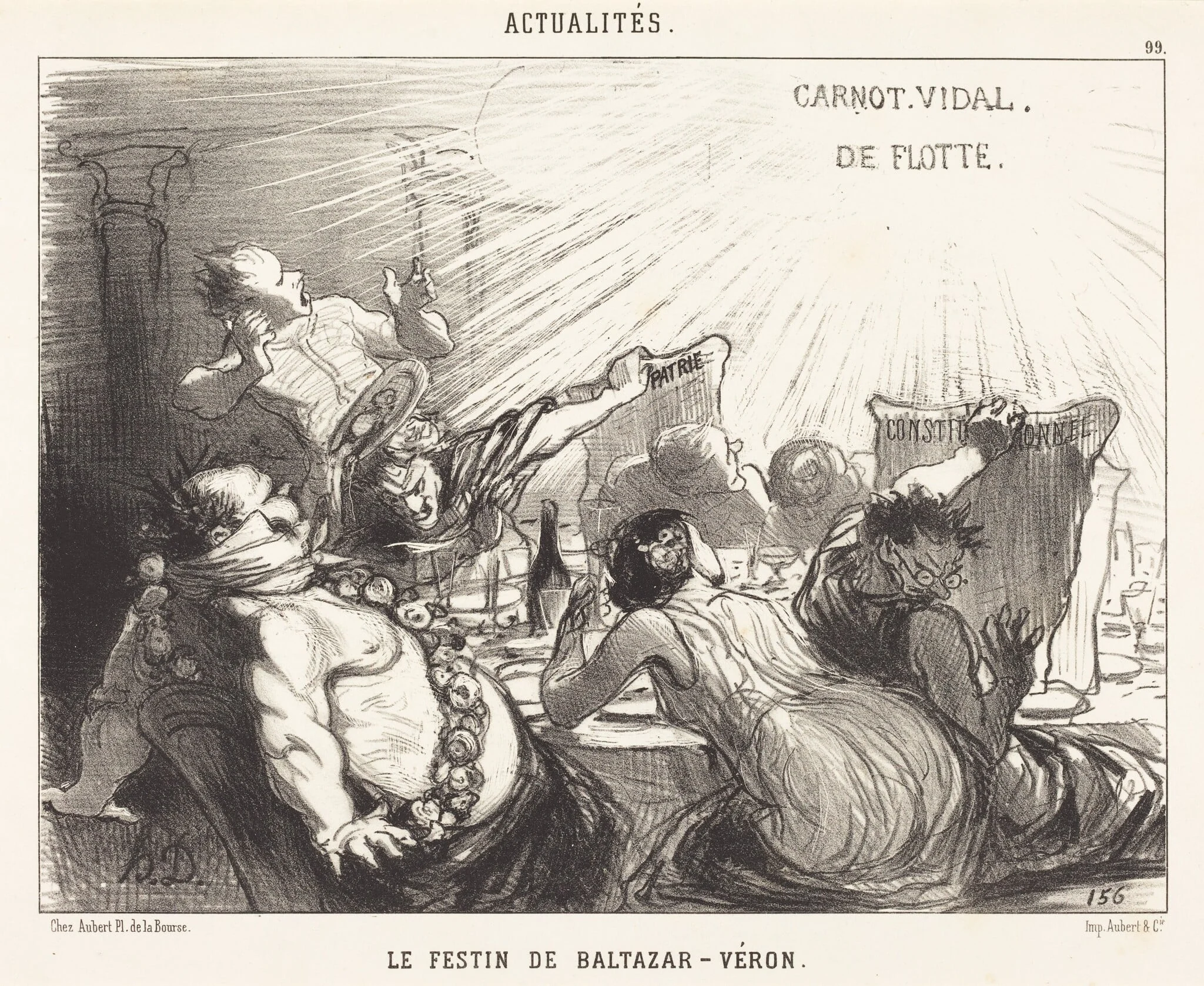 Le Festin de Baltazar-Véron, by Honoré Daumier, ink, 1850