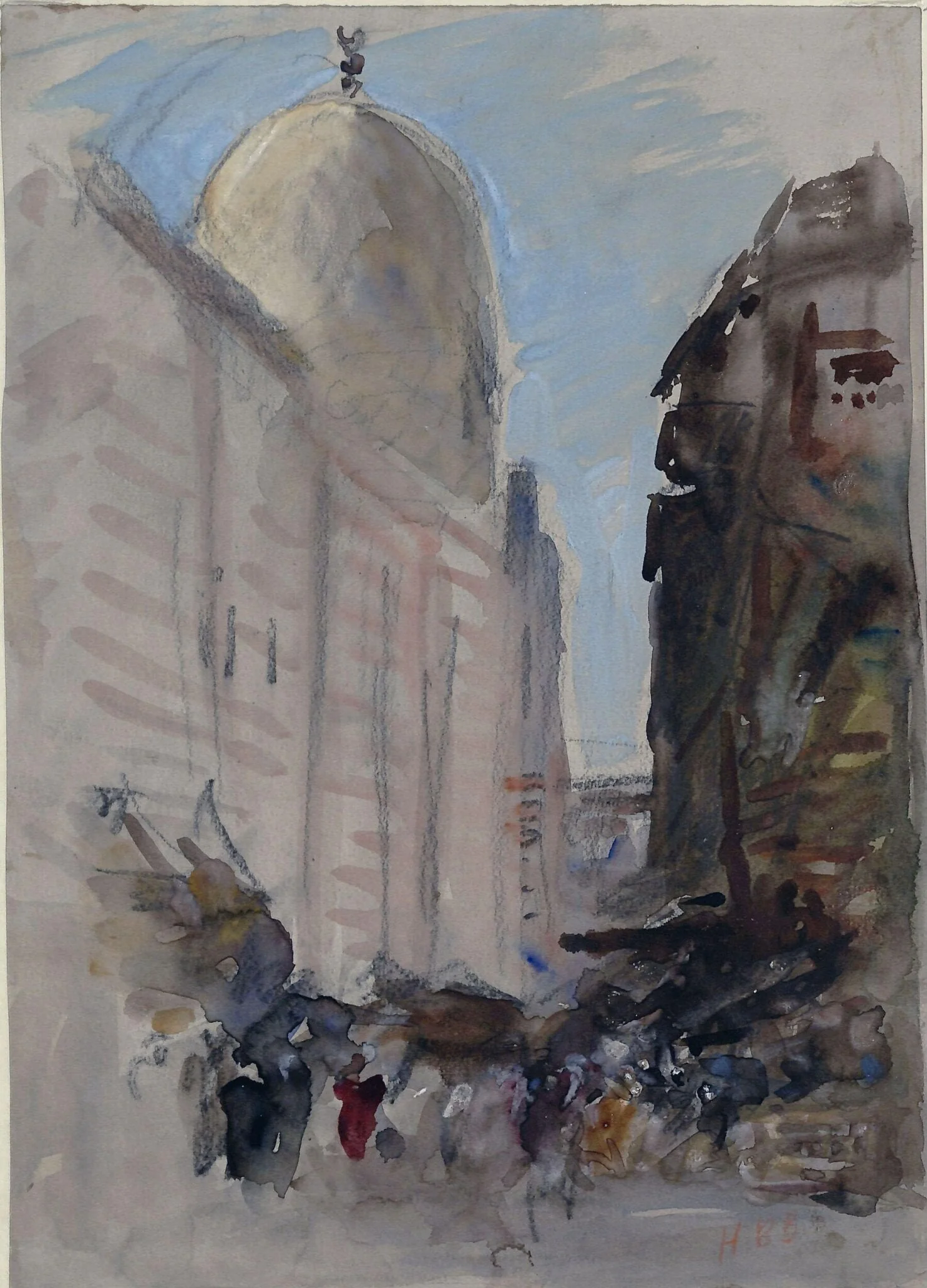 A Mosque at Cairo, by Hercules Brabazon Brabazon, watercolor, 1870