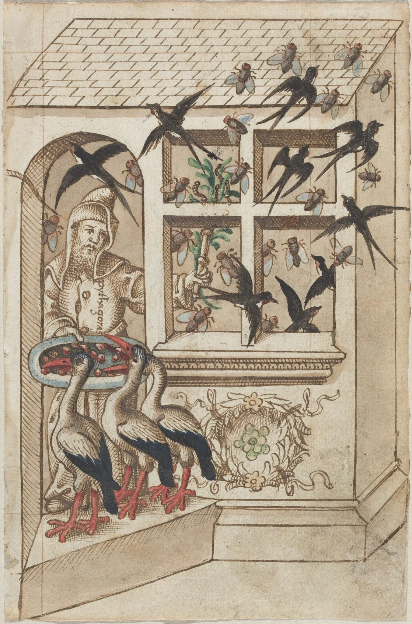 "Do Not Have Swallows under the Same Roof" [fol. 40 recto], by French early 16th Century, ink, 1513