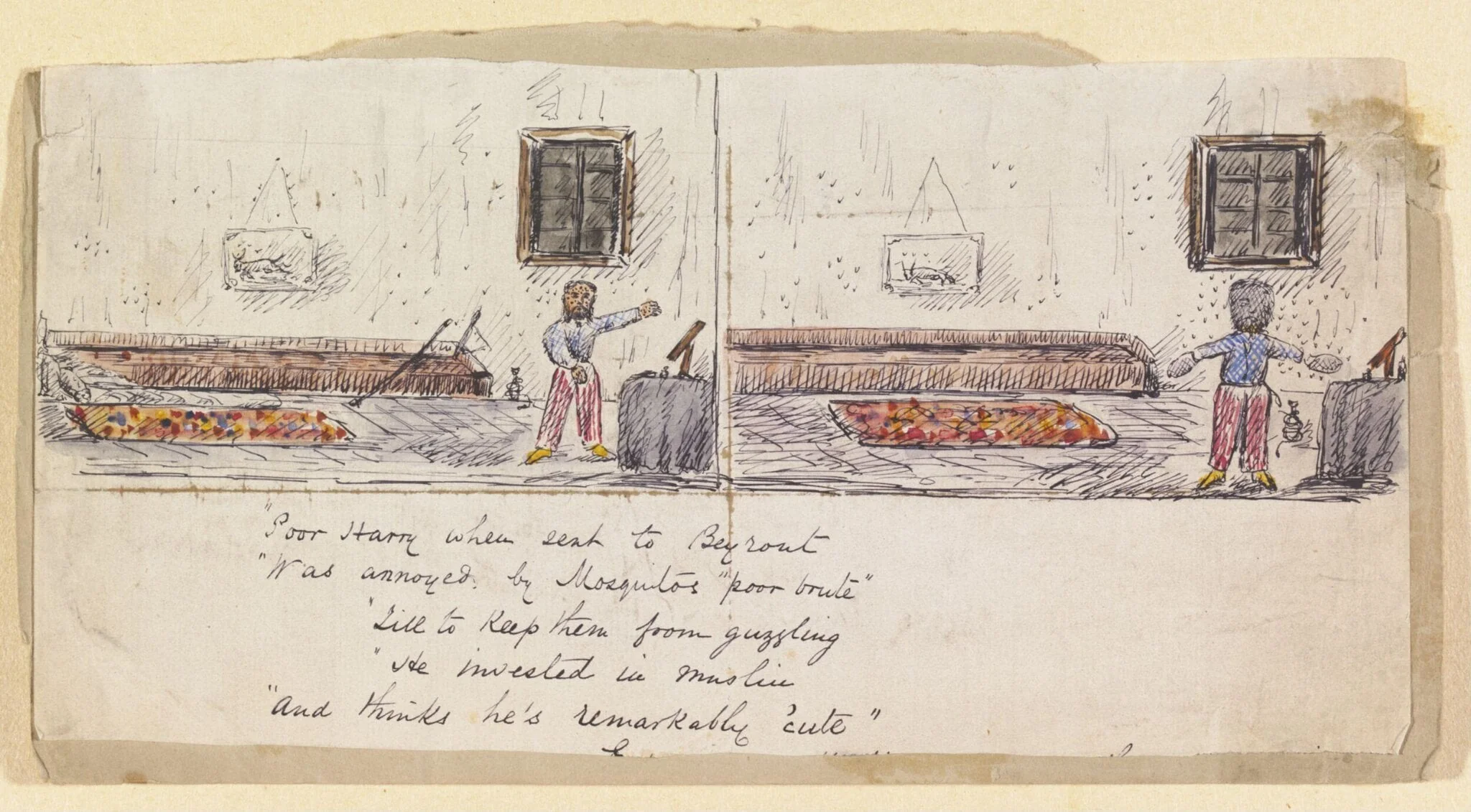Poor Harry when sent to Beyrout... ,, by Unknown, watercolor, 1850