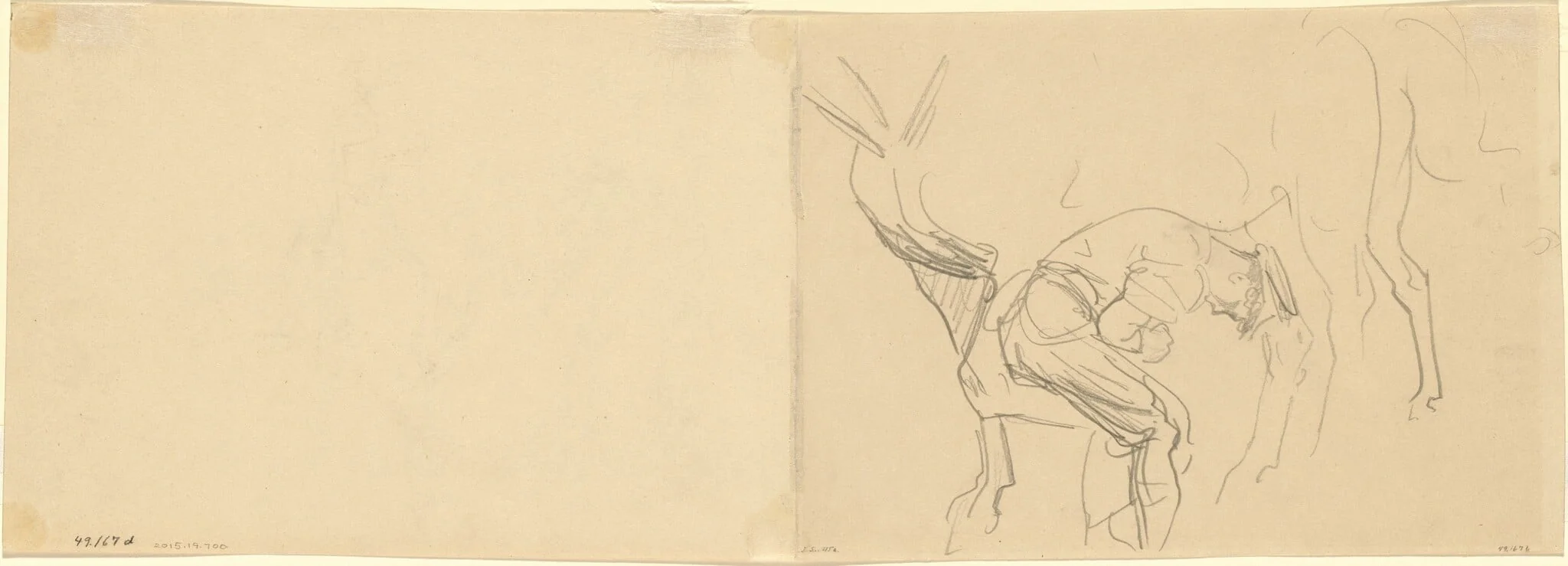 Study for "Shoeing Calvary Horses at the Front" [verso]