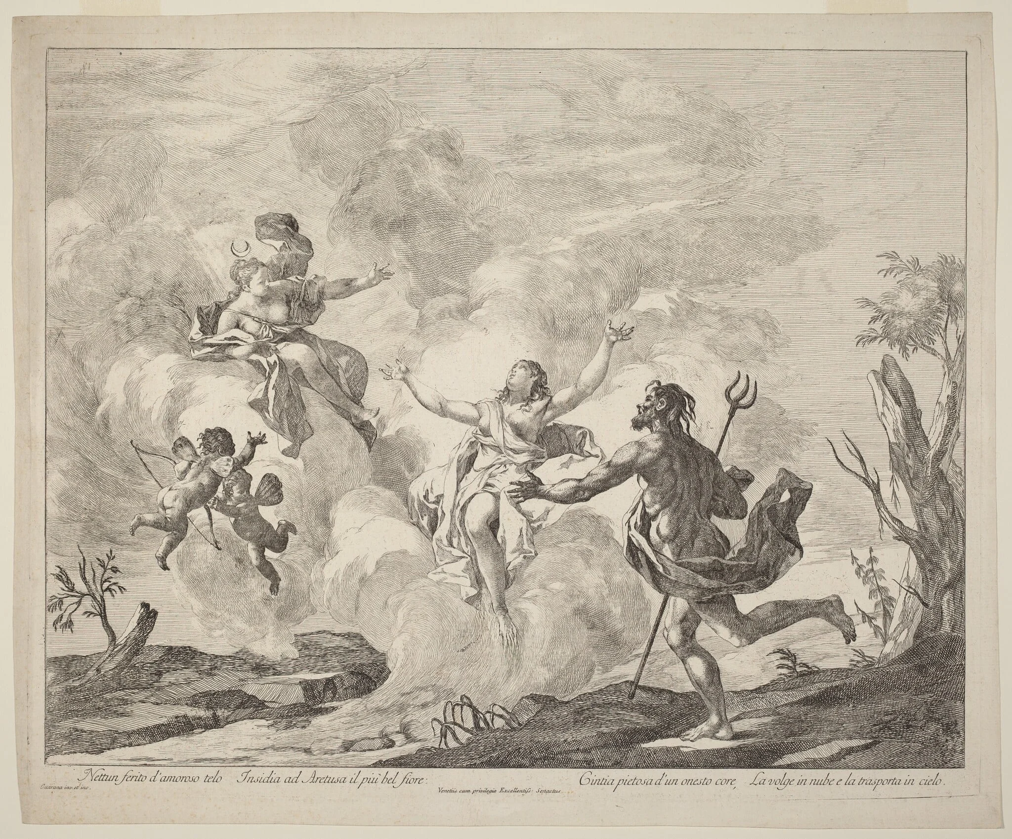 Alpheus and Arethusa, by Jacopo Guarana, ink, 1775