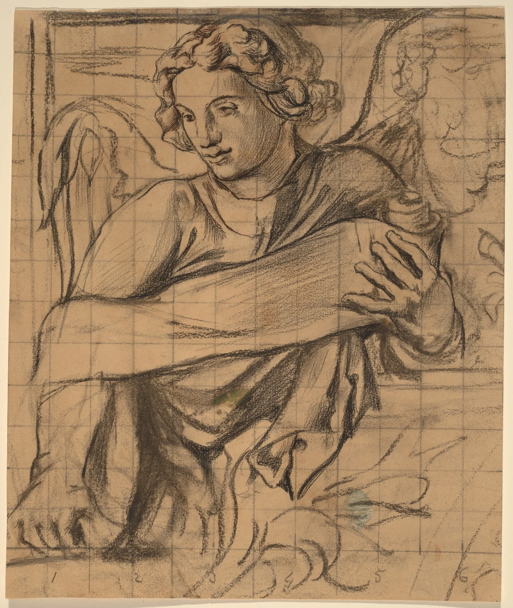 Angel - Trinity Church Mural, by John La Farge, ink, 1876