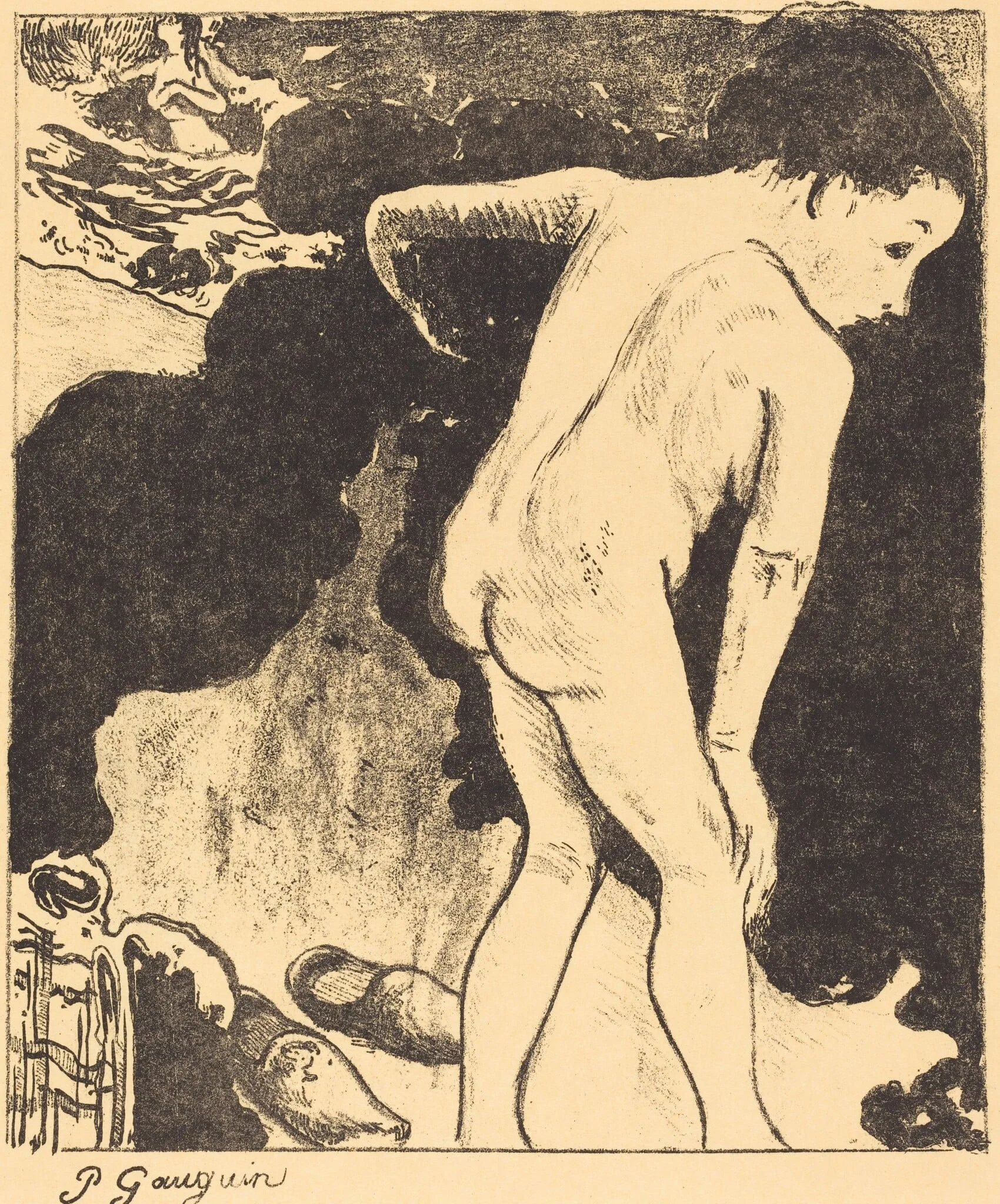 Breton Bathers (Baigneuses Bretonnes), by Paul Gauguin, ink, 1889