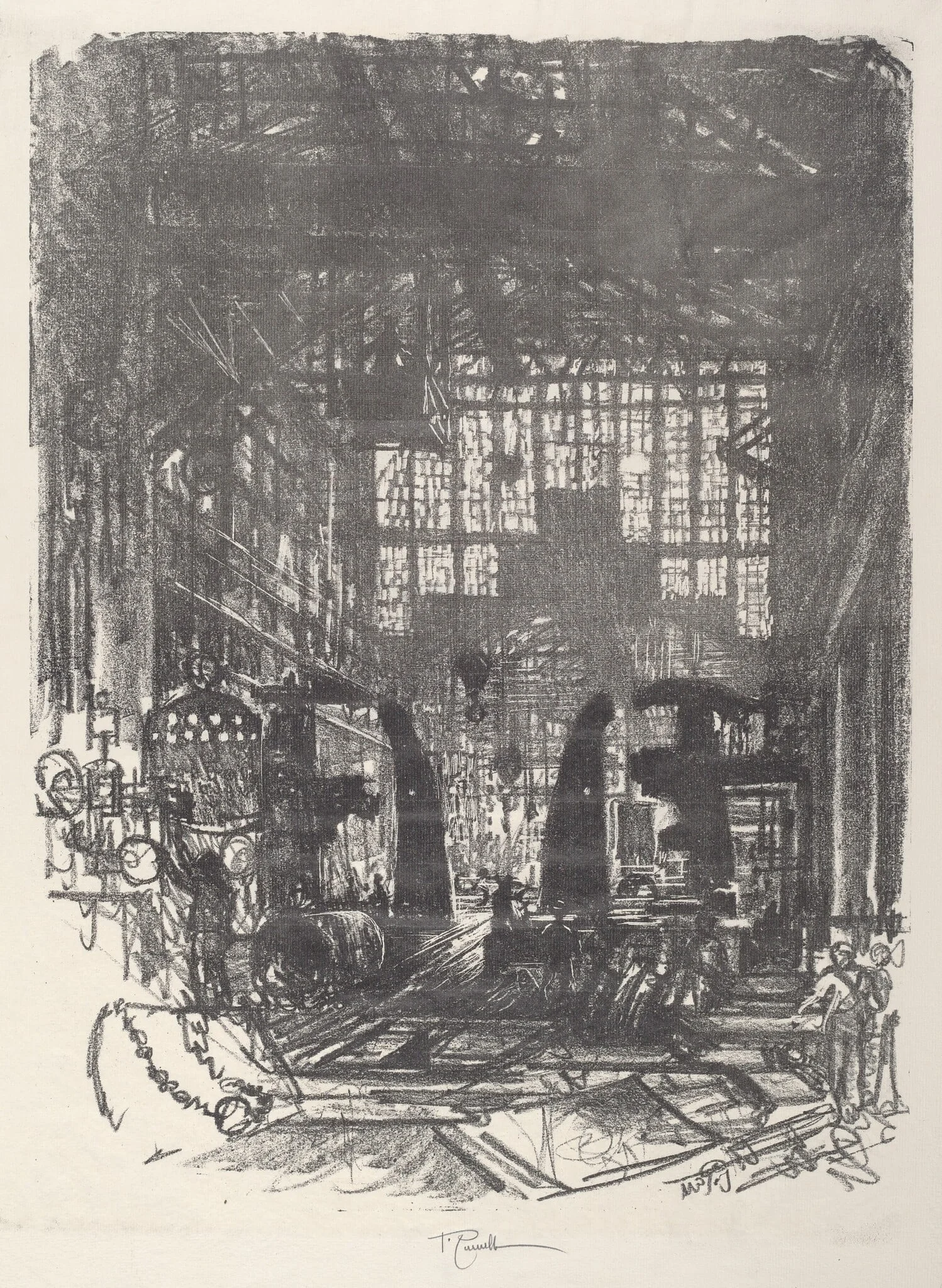 The Riveters, by Joseph Pennell, ink, 1917