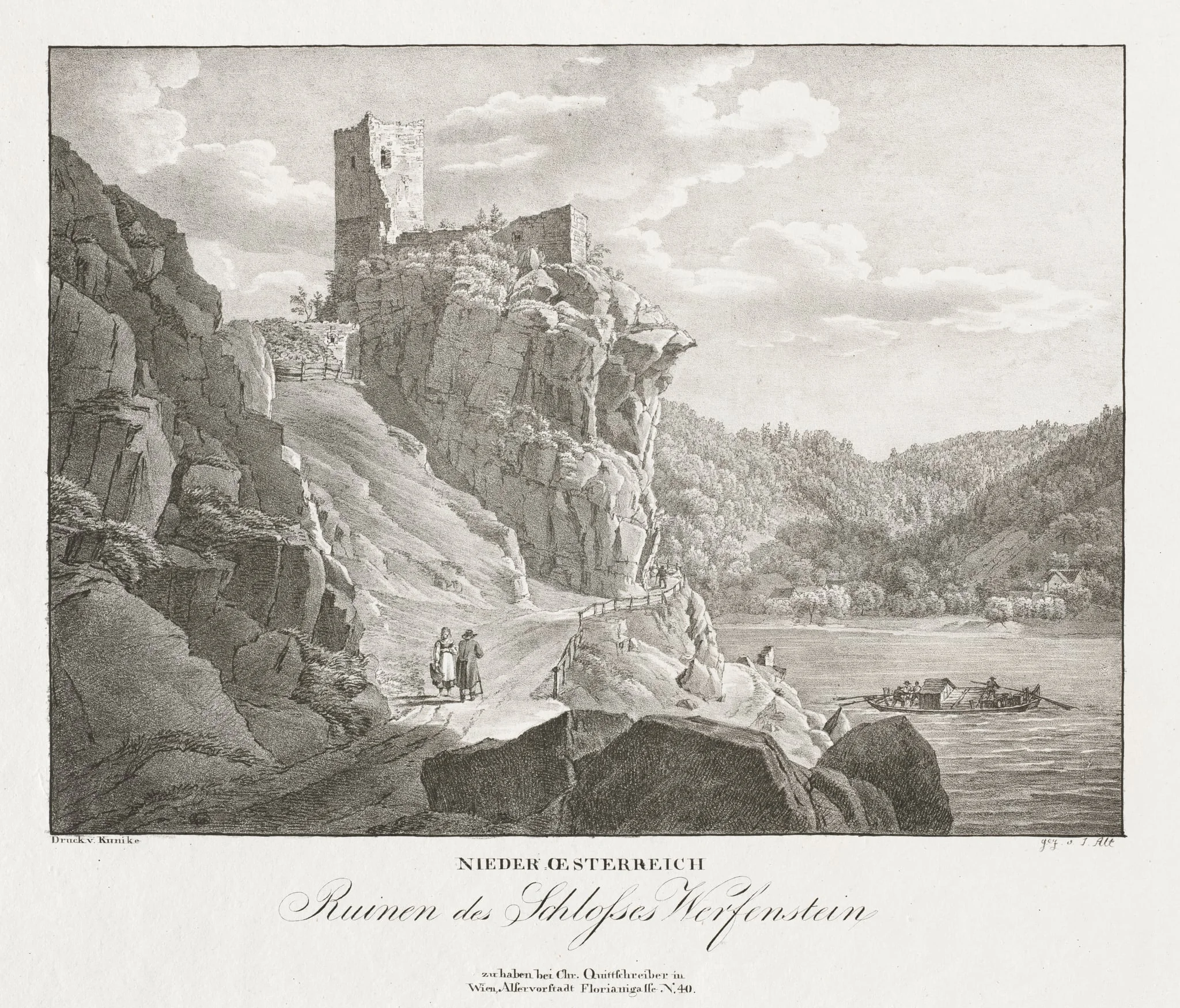 Nieder-oesterreich, Ruinen des Schlosses Werfenstein, by Jakob Alt, 1839