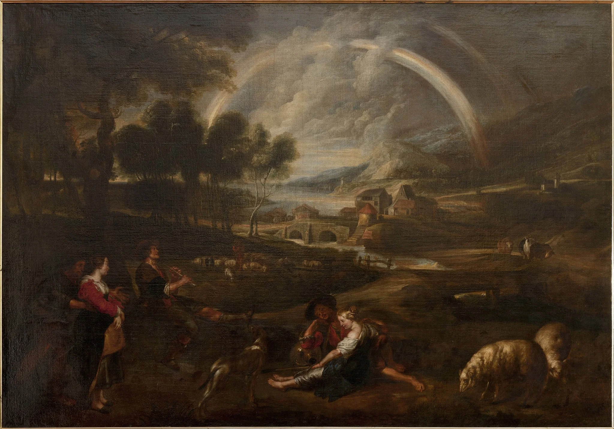 Landscape with a rainbow, by Unknown, oil