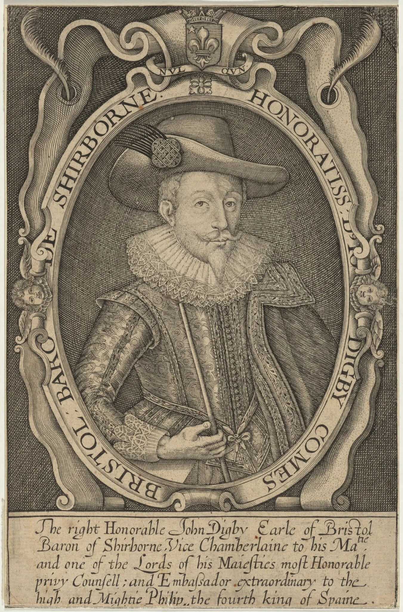 John Digby, Earl of Bristol, Ambassador to Spain, by Unknown 19th Century, ink, 1850