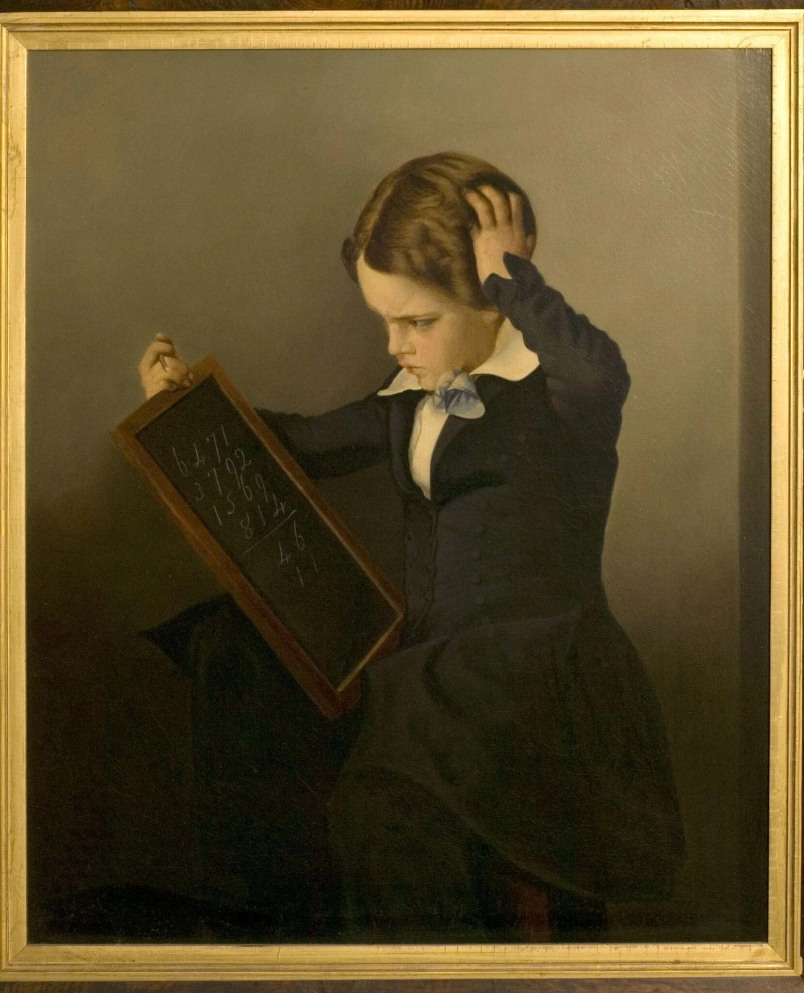 The Maths Lesson, by Unknown, oil, 1845