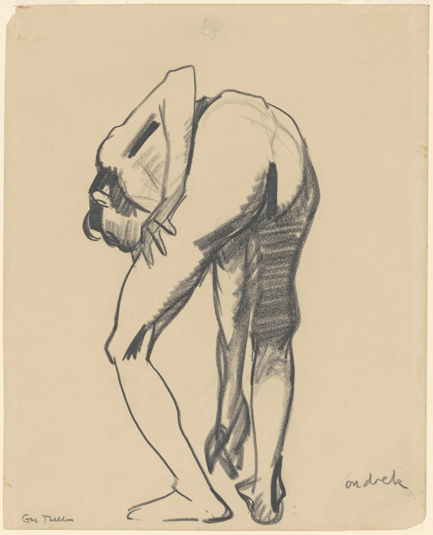Study for "Riverfront No. 1", by George Bellows, crayon, 1915