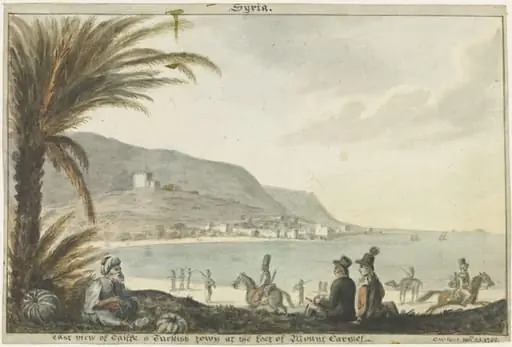 Syria. east view of Caiffe a Turkish town at the foot of Mount Carmel