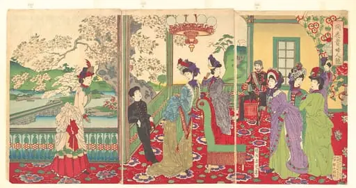 楊洲周延画　『開花貴婦人競』|A Contest of Elegant Ladies among the Cherry Blossoms (Kaika kifujin kisoi)