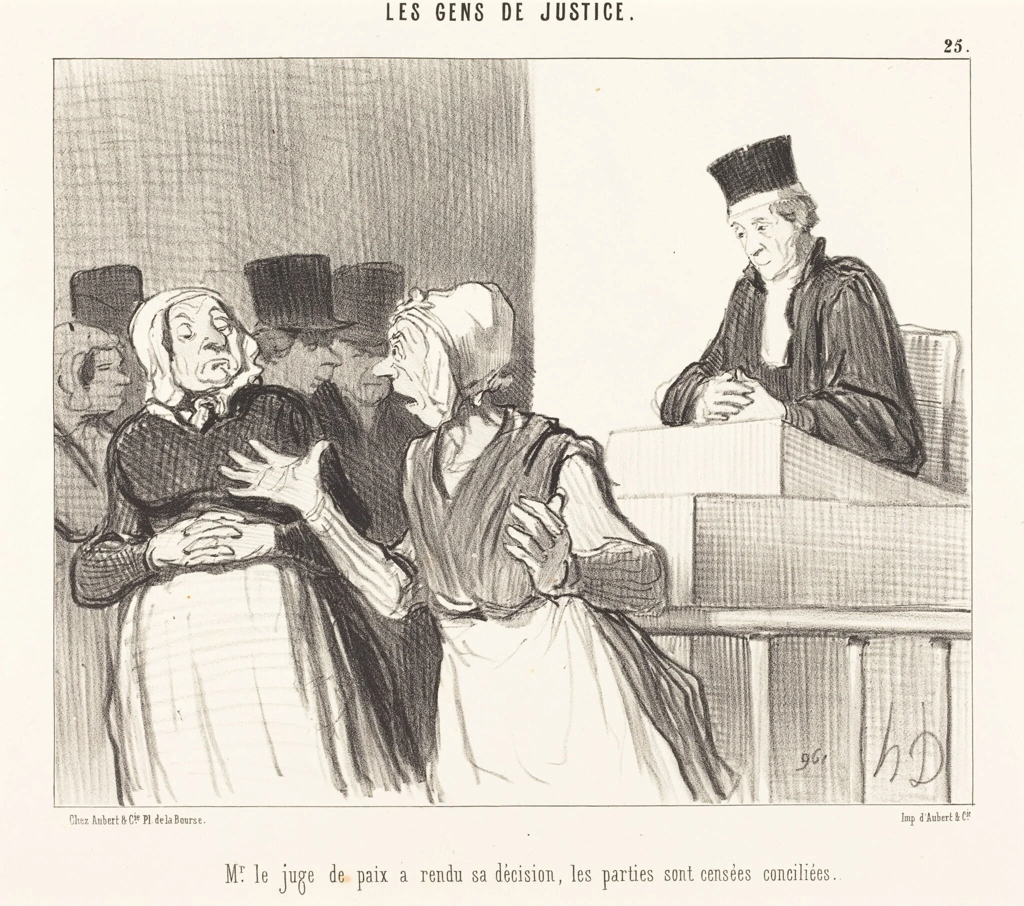 Mr. le Juge de paix a rendu sa décision..., by Honoré Daumier, ink, 1846