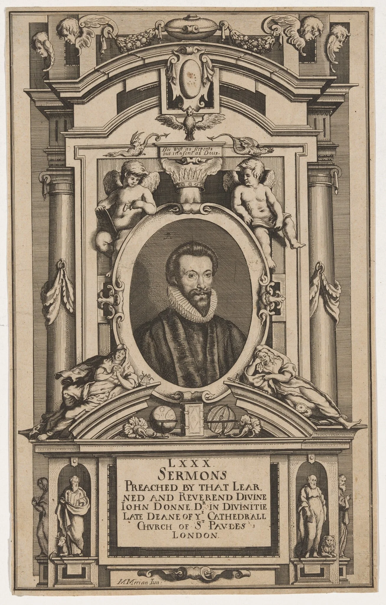 John Donne, by Matthaus Merian I, ink, 1622