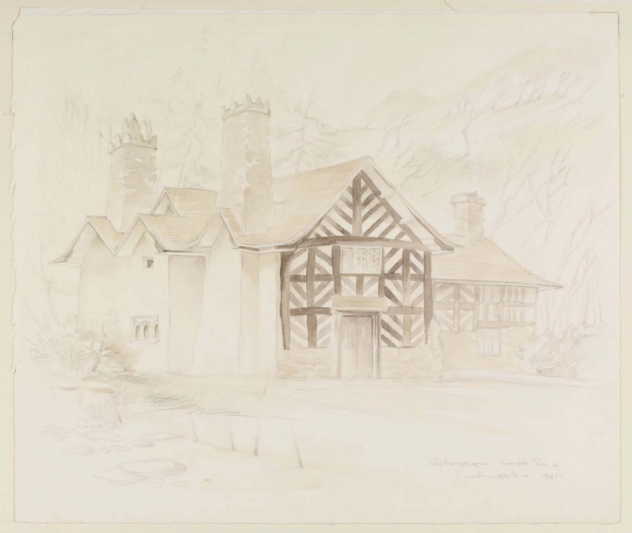 World's End, Llangollen, Denbighshire, by Mildred E. Eldridge, watercolor, 1941